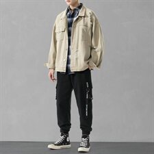 男士休闲套装夹克搭配2021新款秋季牛仔潮牌组合三件套DF150T，男装夹克，电商A102