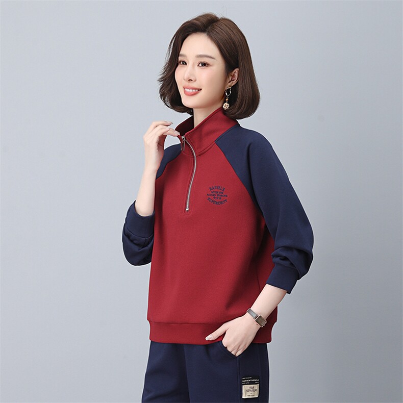 2025年春季时尚休闲拼色刺绣小立领套头上衣外套,女装短外套,依恋蒂丝