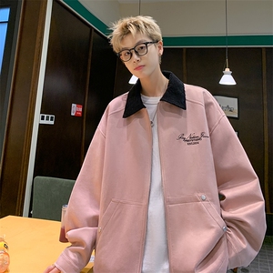 港风刺绣宽松麂皮翻领夹克秋冬外套JK002-P75图片