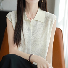 专柜品质~新款polo领小飞袖坎肩针织衫女薄款宽松显瘦百搭上衣，女装背心吊带，尚雪电商供货