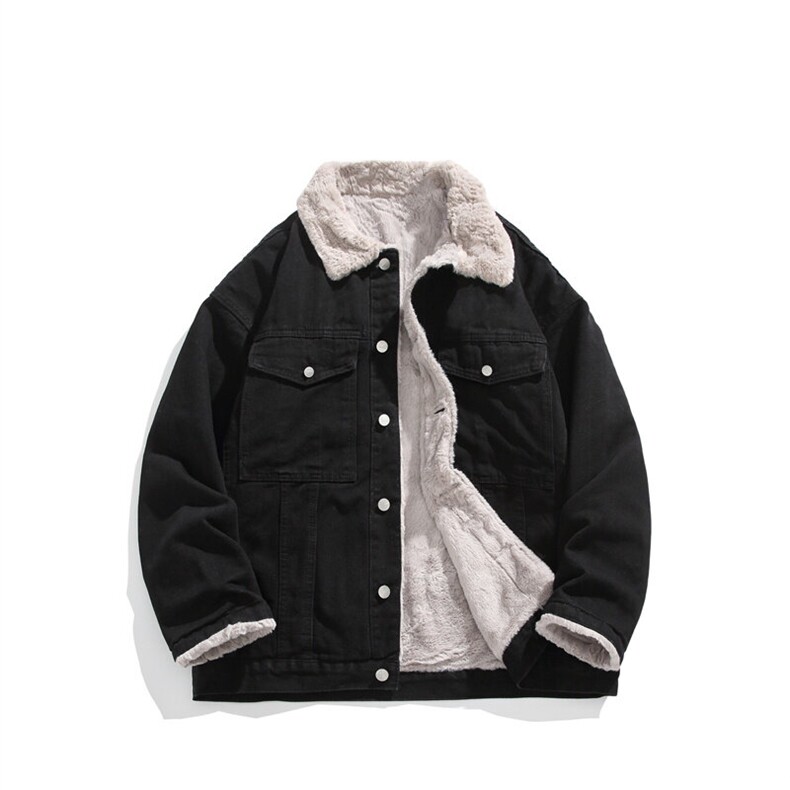 现货加绒牛仔棉服男冬季棉衣外套羊羔绒翻领夹克毛领MY2220-P110图片