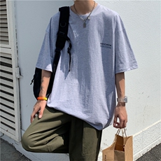 夏季情侣反光字母印花短袖港风百搭T恤纯棉上衣男/D325T28P25，男装T恤，电商D325