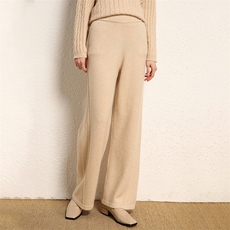 简约阔腿裤2024春秋装新款韩版宽松显瘦时尚纯色羊绒裤，女装休闲裤，绒源之鑫