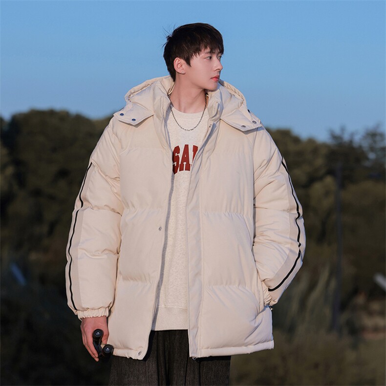 秋冬立领棉衣潮流连帽竖条样式宽松港风情侣棉袄外套MY9303-P95,男装棉衣,电商A128