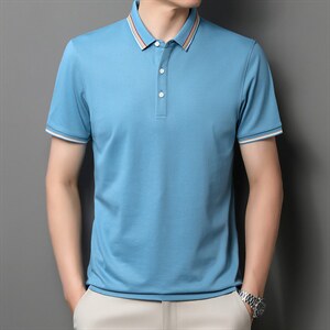 中青年夏季2022薄款男士短袖POLO衫透气丝光商务潮流半袖上衣P48图片