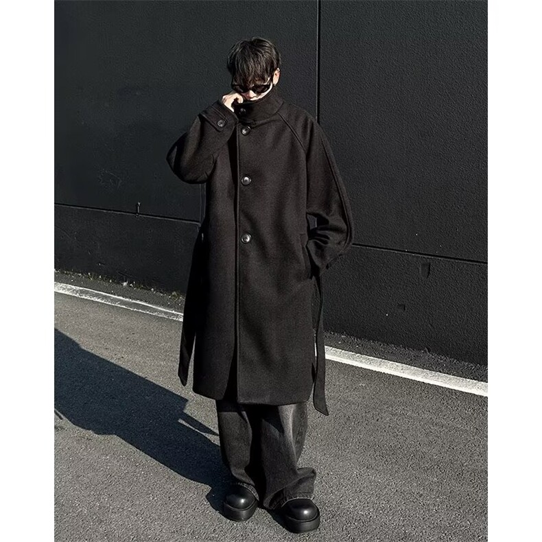 高级感毛呢大衣男冬季韩系宽松中长款过膝呢子风衣外套W6280-P82，男装毛呢大衣，星座412-2