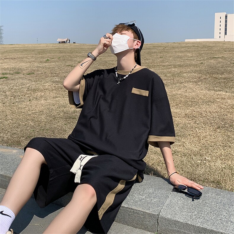~夏季主推新面料垂感短袖t恤短裤套装TZ306P70控98,男装牛仔裤,电商A309