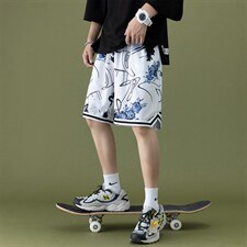中性风夏季新款大码沙滩裤花短裤男休闲短裤透气冰丝五分裤P25，男装休闲裤，电商A059