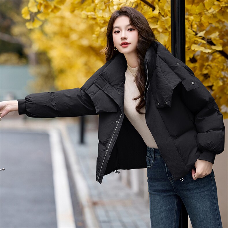设计感立领保暖羽绒棉服女短款2024冬季小个子加厚面包服棉衣外套,女装棉衣/棉服,火爆靓佳人