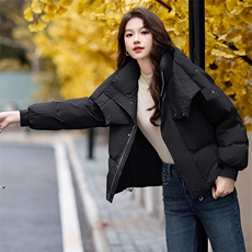 设计感立领保暖羽绒棉服女短款2024冬季小个子加厚面包服棉衣外套，女装棉衣/棉服，火爆靓佳人