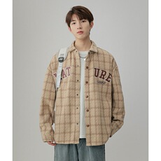 港风春秋新款休闲外套男潮牌百搭格子衬衫夹克宽松上衣CS90-P55，男装夹克，星座208-5
