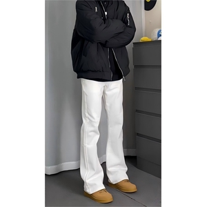 白色牛仔裤cleanfit男款加绒ootd穿搭美式百搭修身Z752-1R P41图片