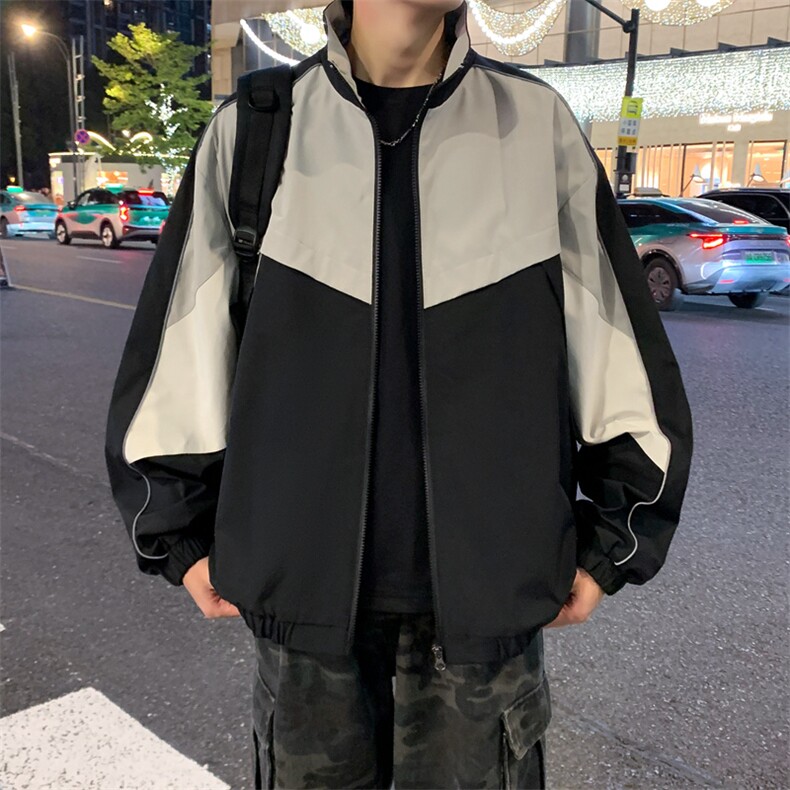 复古撞色拼接立领冲锋衣外套男开衫外套夹克棒球服JK01577-P68,男装夹克,星座308B-2