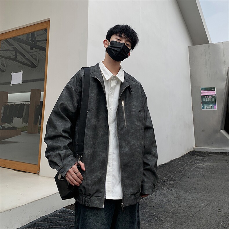 大码美式复古高街重磅皮衣外套机车潮牌夹克225-2-JK601-P105,男装皮衣,星座225-2