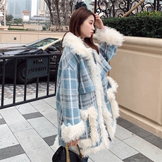 现货8511B-M1172020冬季新款加厚羊羔毛棉衣棉服，女装毛呢外套，惟卡贝娜
