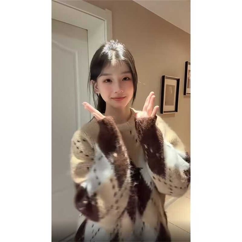 【网图现货】鹿毛绒美式圣诞风格子毛衣W13/P60,男装针织衫/毛衣,星座205-3