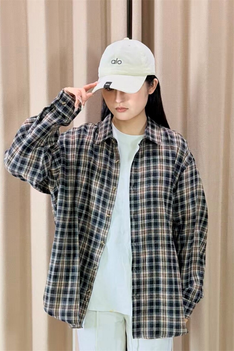 春季新款现货（跨境电商）格子男女情侣款潮流宽松格纹衬衣,男装衬衫,星座1107-1