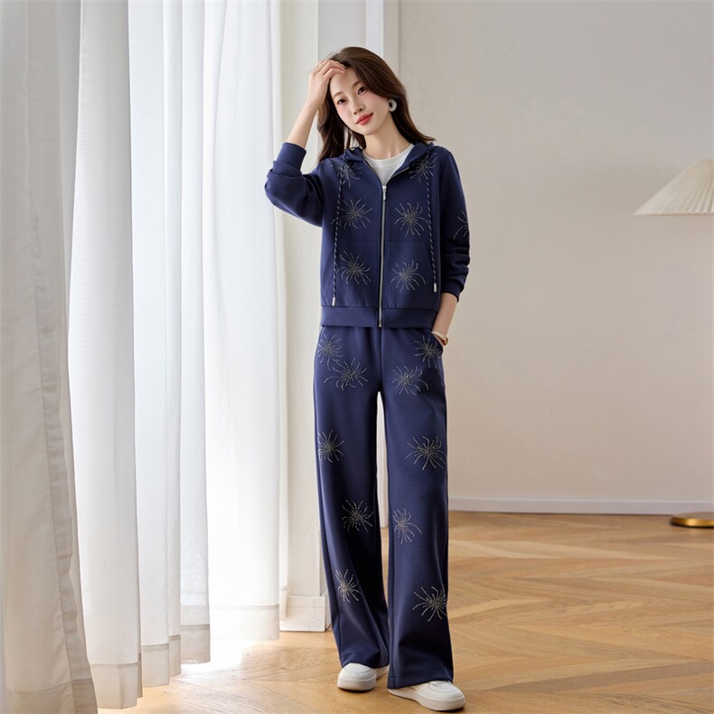 通勤风多口袋设计2026年春季连帽两件套长袖拉链,女装套装/套裙,梦依杭