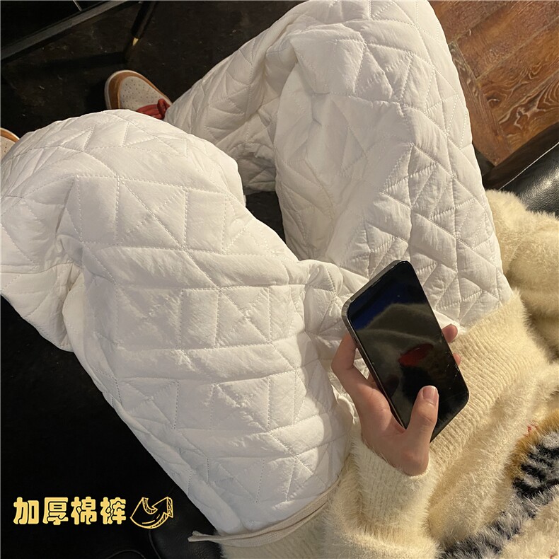 菱形格eaho外穿棉裤男女冬季加厚夹棉滑雪裤子东北哈尔滨防寒卫裤,男装棉裤,电商B315