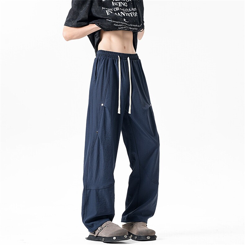 休闲裤男夏季新款港风宽松冰丝工装阔腿裤CK8202-P42，男装休闲裤，星座214-3