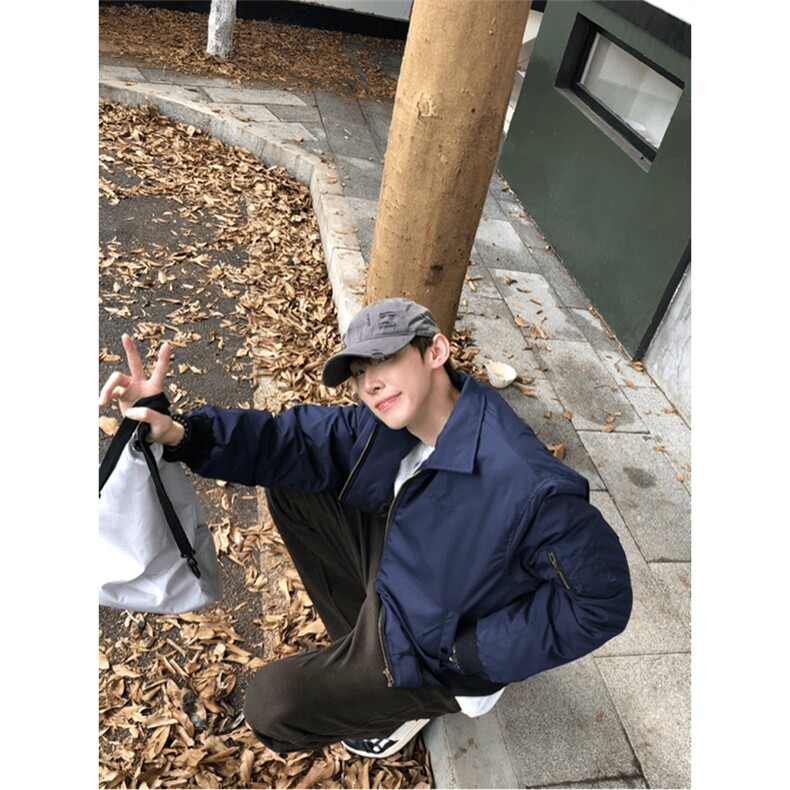 现货秋冬季美拉德立领飞行立领夹克boxy棉衣美式高街加厚加棉外套,男装夹克,电商A443