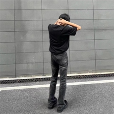美式潮牌高街牛仔裤修身直筒复古微喇cleanfit裤子男潮WLK255-P47，男装牛仔裤，星座1008