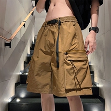 工装短裤男潮牌ins宽松休闲宽松大码中裤五分裤D0601-P48，男装牛仔裤，星座308B-2