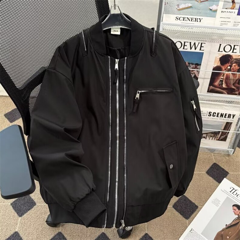 双拉链飞行服夹克男女春秋休闲短款外套上衣8896P70,男装夹克,星座410-2