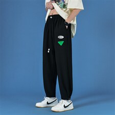 K6073/P35夏季华夫格中性风九分裤男女开叉休闲裤束脚裤腰里包边，男装休闲裤，电商A141