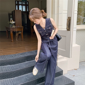 甜酷风牛仔马甲休闲裤套装女夏2025新款ootd穿搭减龄高级感两件套图片