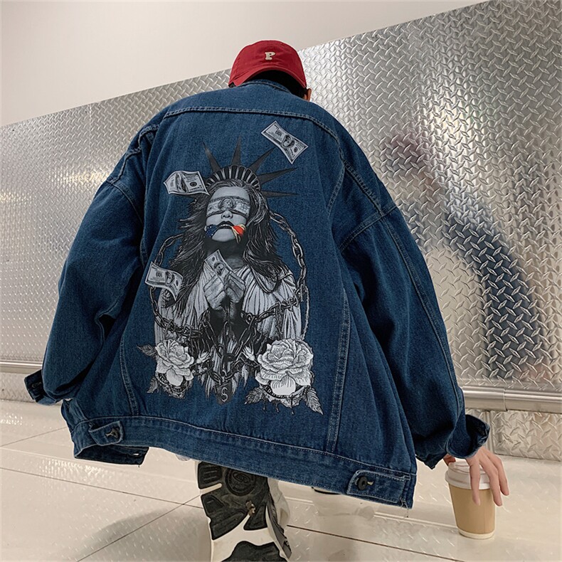 美式复古牛仔外套男春高街潮牌ins褂子hiphop工装夹克JK867-P68,男装夹克,星座1103-3
