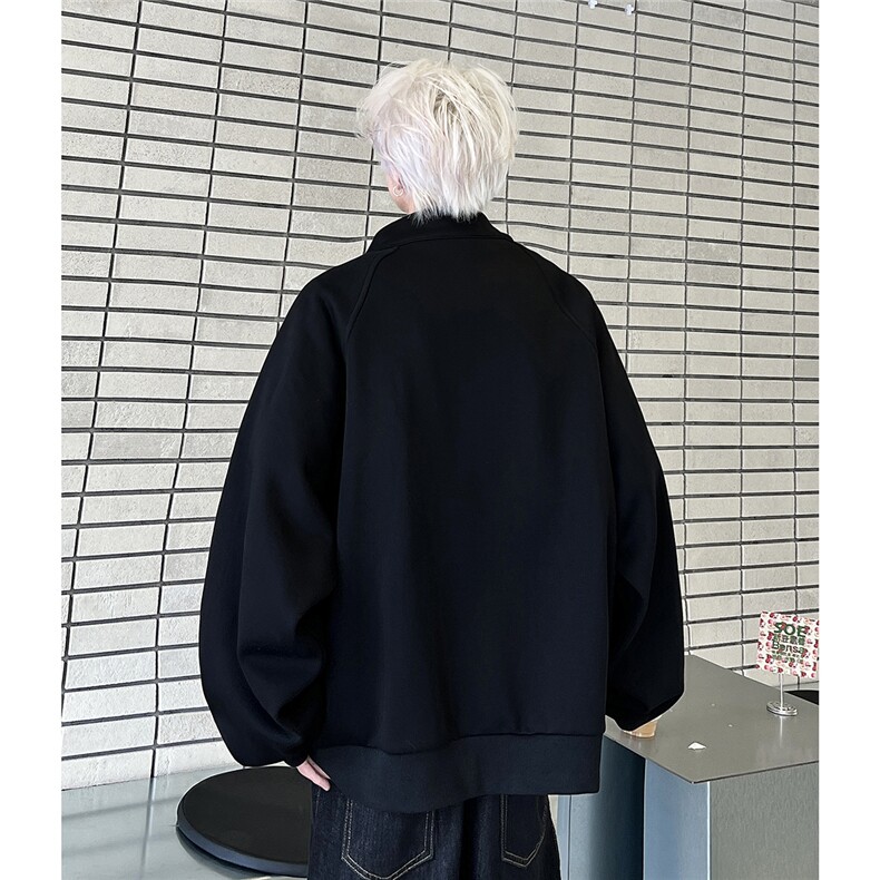 黑色立领外套男2025春秋新款拉链设计宽松休闲夹克JK705-P68,男装夹克,电商C307