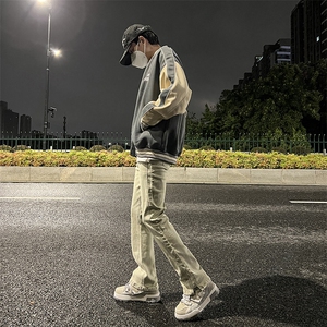 2025春夏男款阔腿牛仔裤男小众撞色新款高腰显瘦裤子潮YD754-P50图片