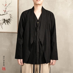 风男装改良汉服新中式男士假两件外套H103P95图片