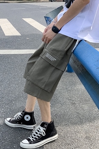 910A-D港风夏装新款工装短裤七分裤男情侣宽松休闲裤图片