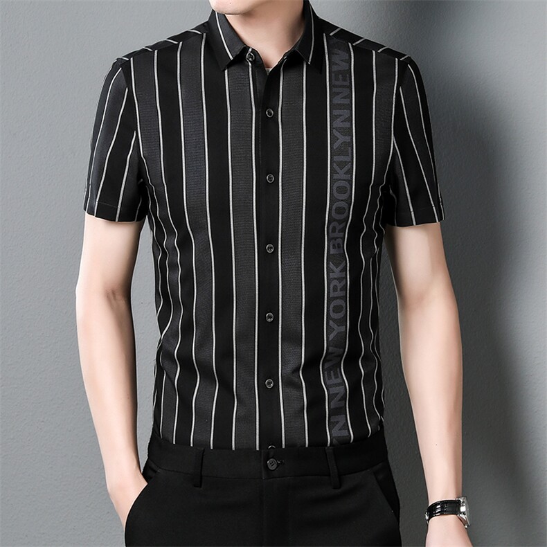 C8905钱塘2020-2夏季精品条纹男士细线短袖衬衫P55,男装衬衫,钱塘207-2