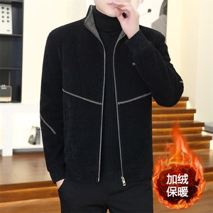 金貂绒加绒加厚立领刺绣商务休闲毛呢大衣夹克外套男D31P145控238图片
