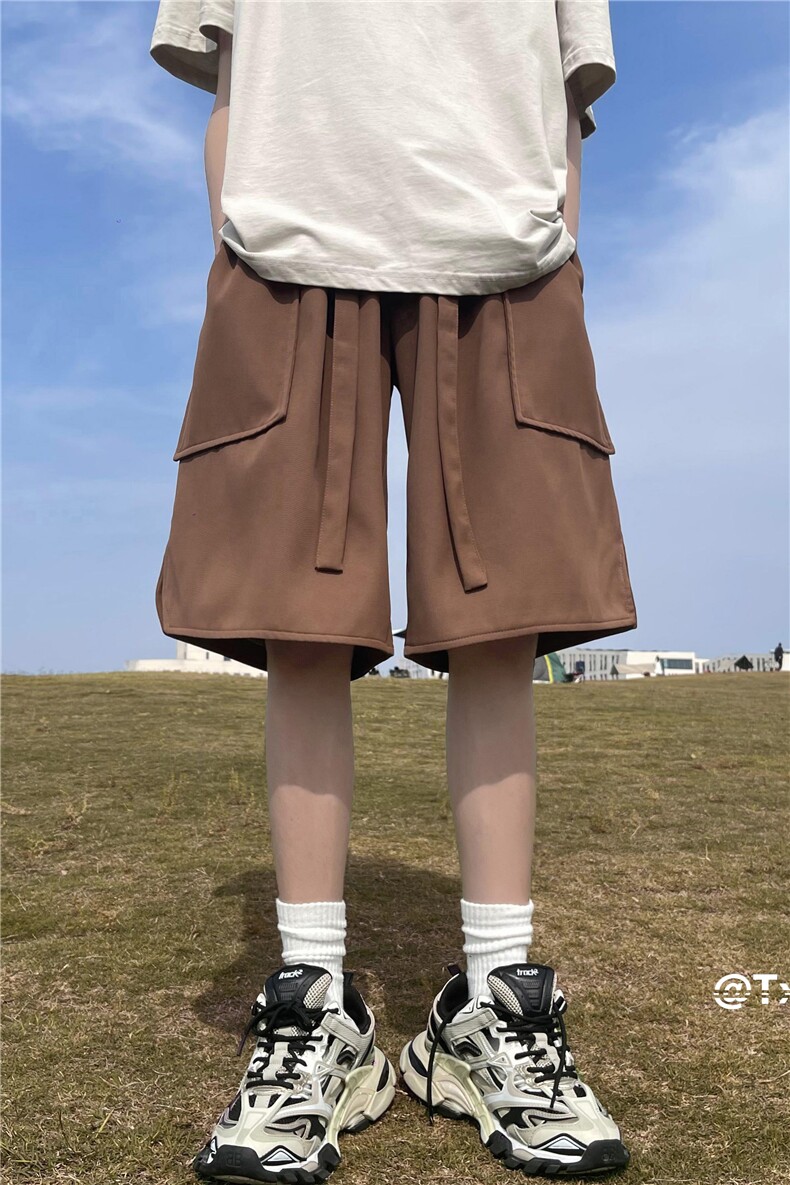 港风夏季新款冰丝五分裤飘带宽松百搭五分裤B315-K23323-p45控58,男装休闲裤,电商B315