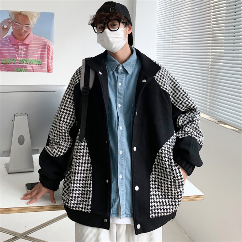 毛呢夹克男外套男小香风棒球服男加厚G500-P105加绒P125港风B,男装夹克,星座401