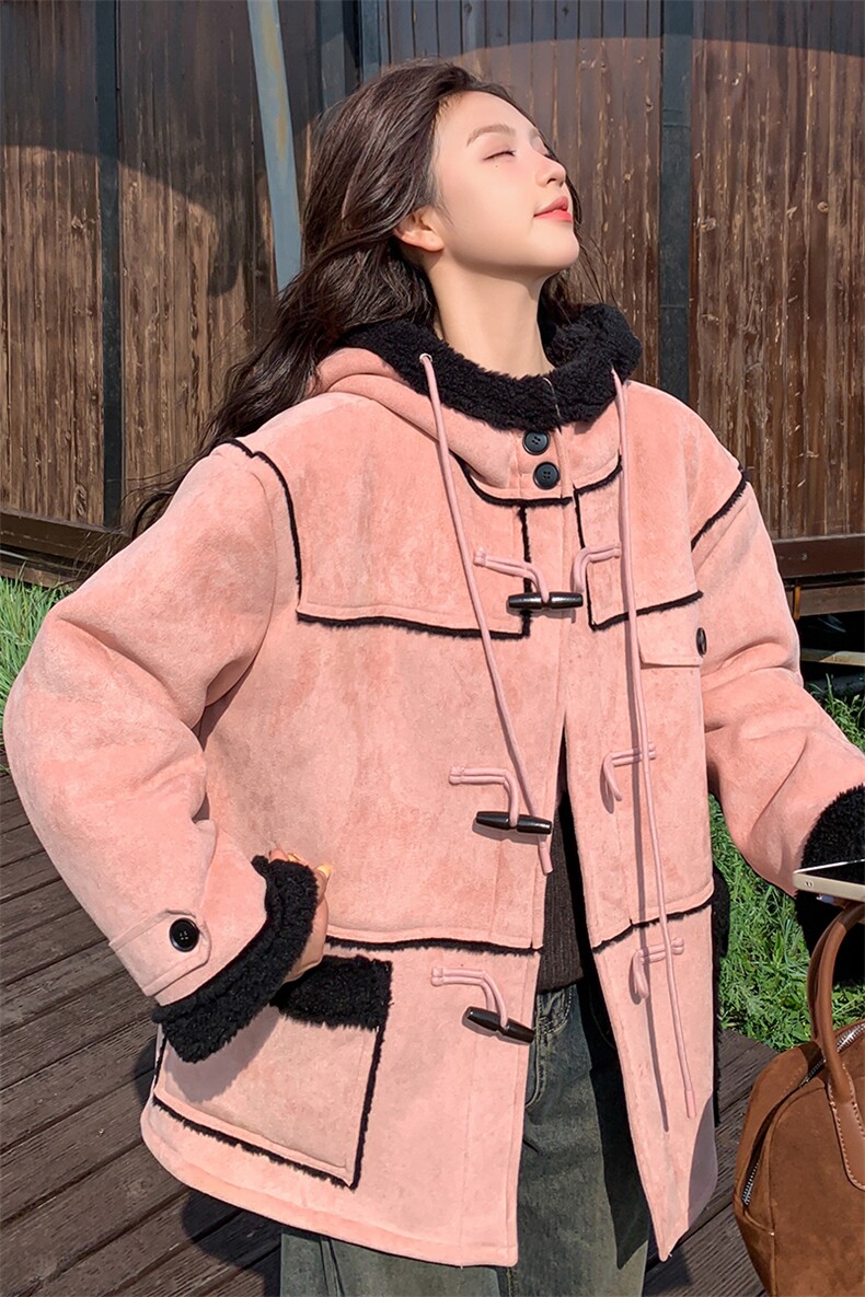 【新款】粉色皮毛一体羊羔毛外套886-P190-K289,女装棉衣/棉服,2C305