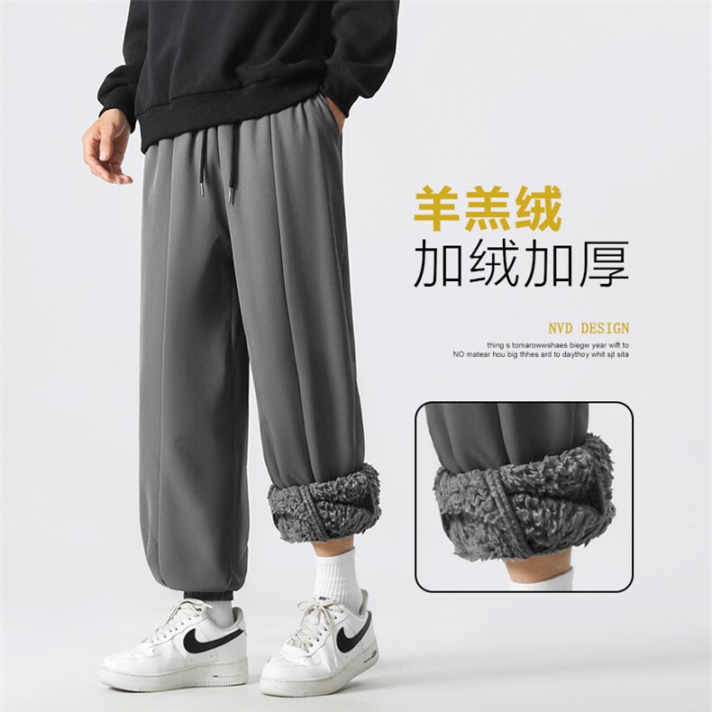 加厚羊羔绒休闲裤子男冬季休闲重磅束脚运动卫裤K77-1特批40,男装休闲裤,星座718-1