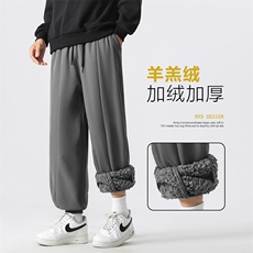 加厚羊羔绒休闲裤子男冬季休闲重磅束脚运动卫裤K77-1特批40，男装休闲裤，星座718-1