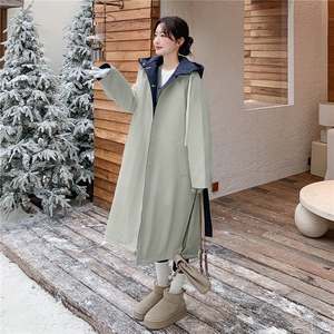 数据好新款现货长款风衣连帽拼色90羽绒服2C282-991P305K438图片
