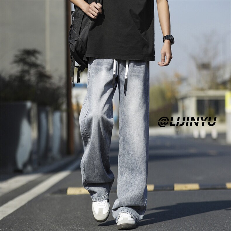 直筒百搭宽松简约牛仔裤时尚拖地阔腿垂顺长裤K897-特批5089，男装牛仔裤，星座718-1