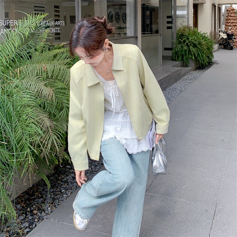 【主推】复古简约翻领质感休闲短外套2D148-2624-P155-K268,女装短外套,2D148