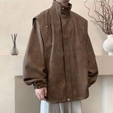 复古做旧磨砂PU皮衣男夹克秋季外套加肥加大码潮胖人宽松休闲痞帅，男装皮衣，星座1210-1