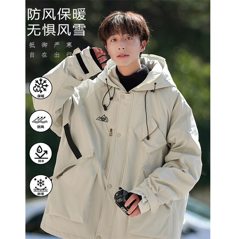 24冬潮户外运动防水双板滑雪服男休闲加棉加厚保暖外套M78-P155图片