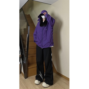 港风大码日系夏季男女情侣款连帽夹克防晒服 XZ213-FS998-P55控78图片