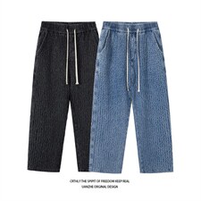 2022白底休闲时尚美式潮流直筒拖地牛仔裤XK66121-P55，男装牛仔裤，电商A042
