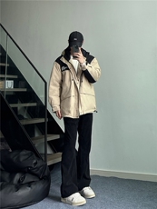 冬装刺绣拼色连帽宽松棉服冲锋衣棉衣外套M2009P125，男装棉衣，电商C323